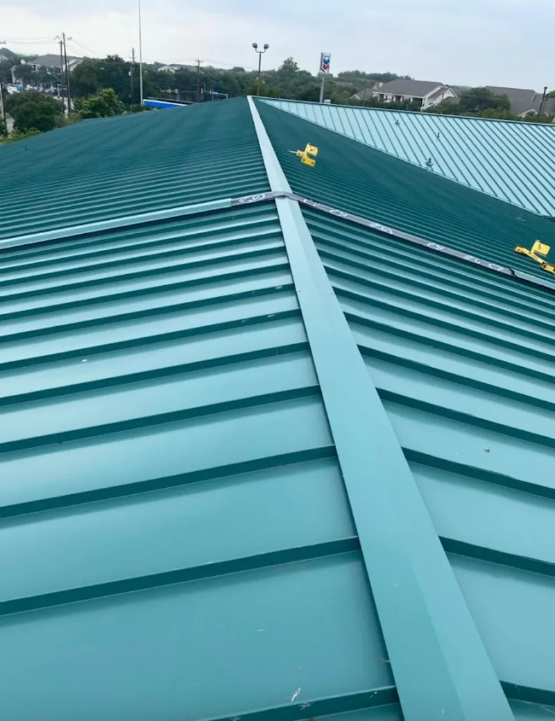 Green commercial metal roof ridge and valley for Metal Roof Repair in Camarillo